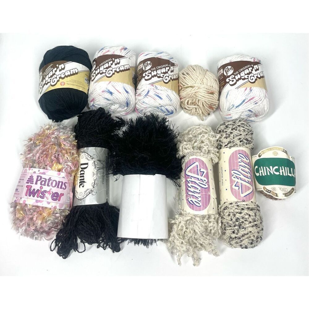 Vintage Assorted Yarn Lot Lily Sugar N Cream Berroco Flare Dante Paton 11 Rolls